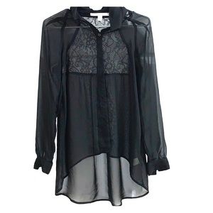 Black Sheer Lace Blouse